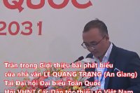 PHÁT BIỂU CỦA NHÀ VĂN LÊ QUANG TRẠNG